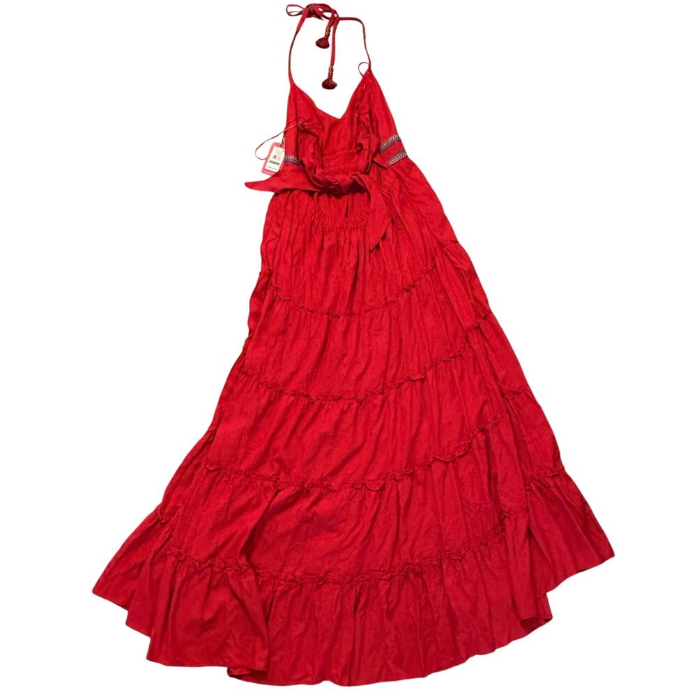 Vince Camuto Radiant Red Halter Maxi Dress NWT Size L Rio Grande 2 Boho - Picture 12 of 15